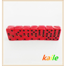 Double 6 plastic black paint red domino with plastic box